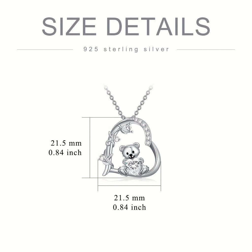 naszyjnik z zawieszką w kształcie misia, wykonany ze srebra 925