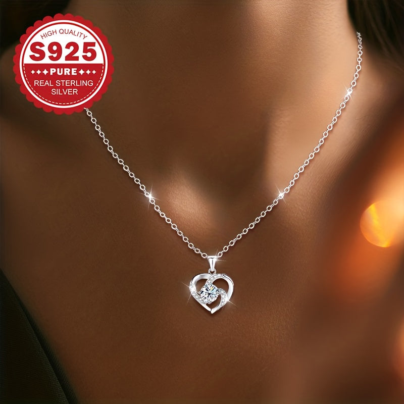 naszyjnik damski z czystego srebra S925 z wirującym sercem