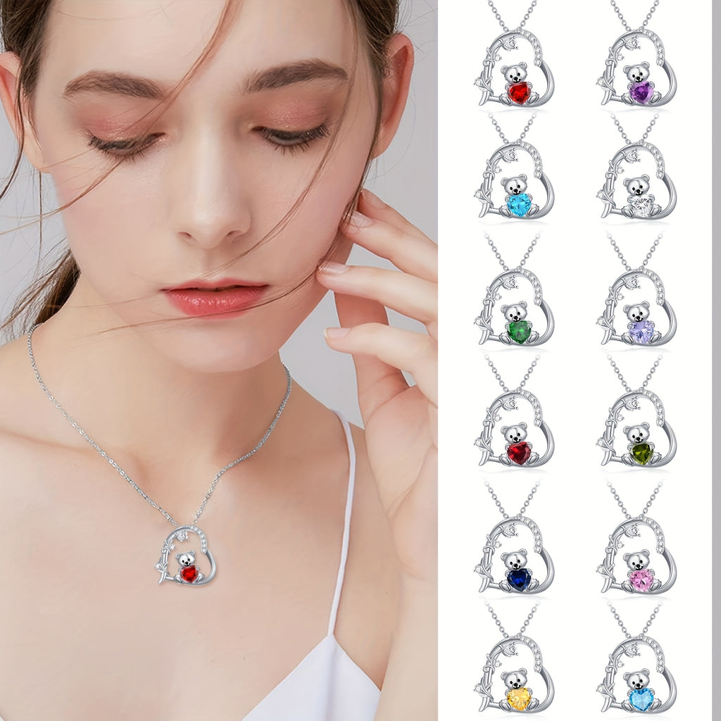 naszyjnik z zawieszką w kształcie misia, wykonany ze srebra 925